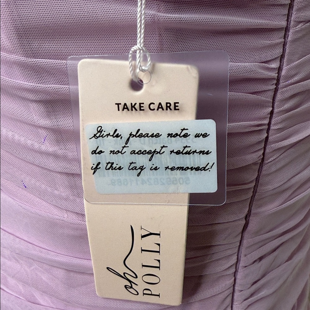 Oh Polly Pink Ruched Mesh Mini Dress Long Sleeve Bodycon Size 6 NWT - Picture 8 of 10